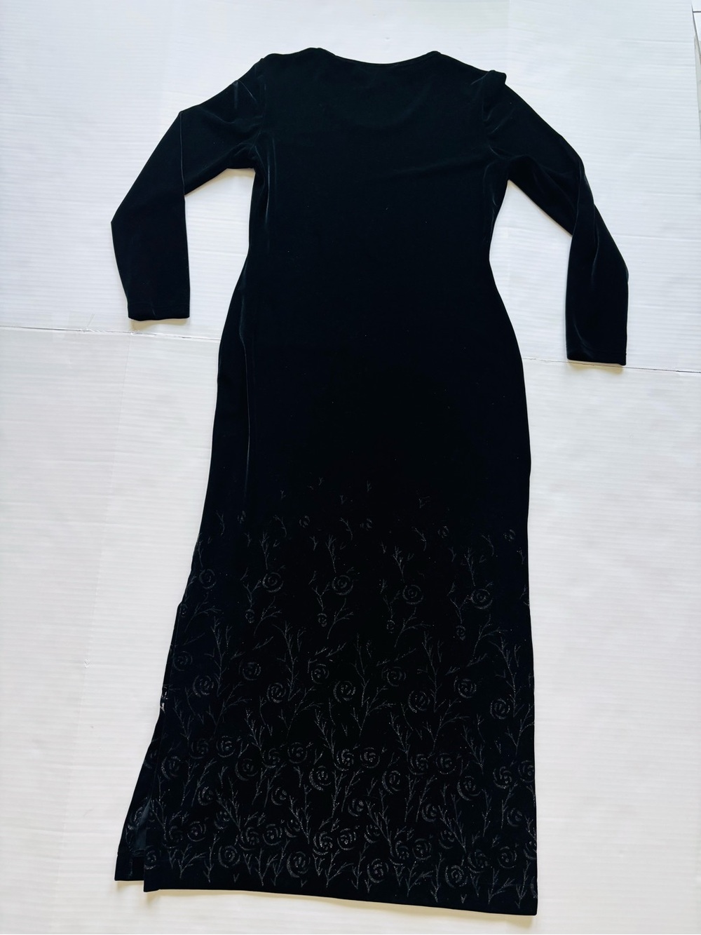 Petite Sophisticate Whimsigoth Black Velvet Holiday Dress 4 Vintage Goth Maxi